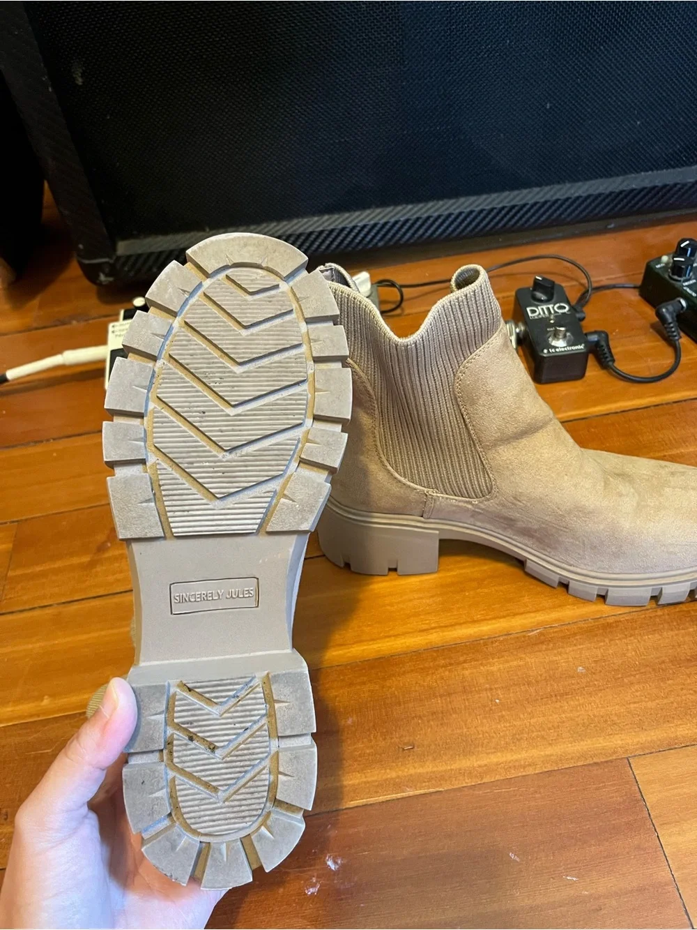 Sincerely Jules Taupe Suede Chunky Chelsea Booties